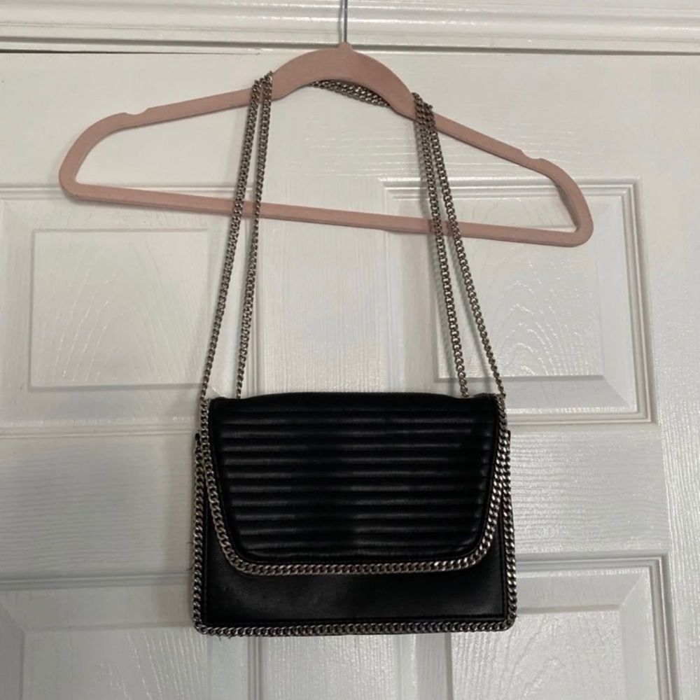Quilted black chain link purse